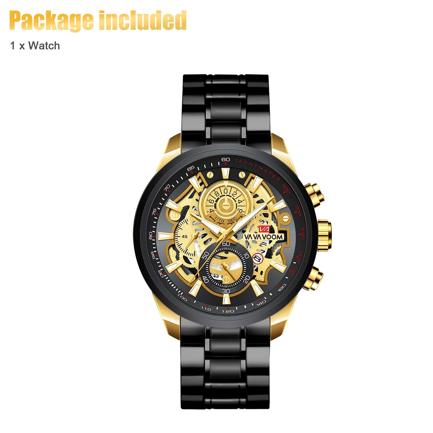 Men'S Quartz Watch Stainless Steel Analog Waterproof Business Wristwatch Fashion