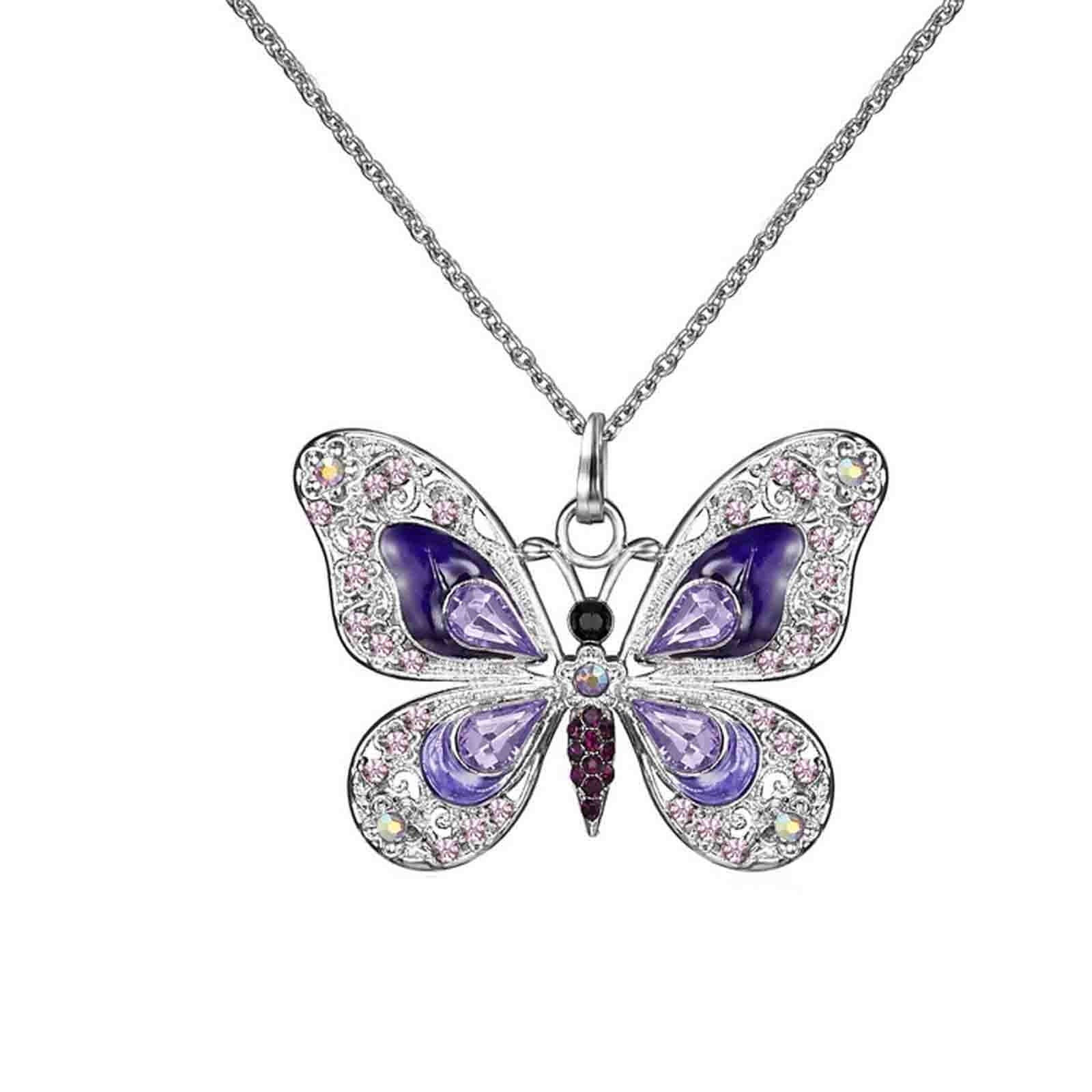 Mothers Day Gifts, Butterfly Necklace, Opal Jewelry Pendant Necklaces for Women, Silver Necklaces Gift for Women, Girls Gifts for Birthday Valentine'S Day