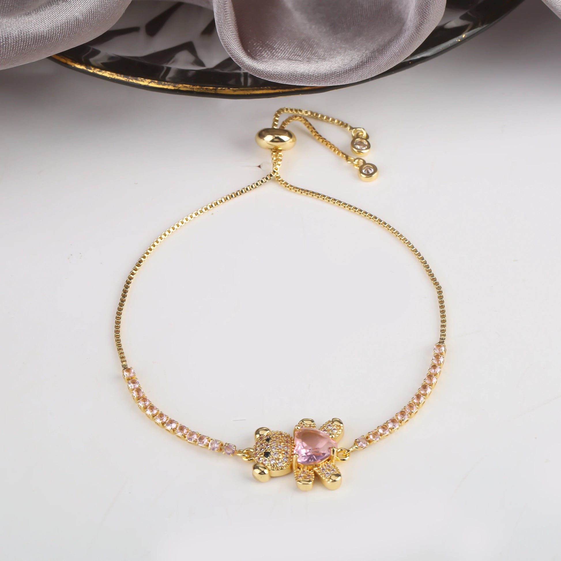 INS Cute Teddy Bear Bracelet for Women Cz Crystal Animal Bracelet High Quality for Engagement Party Gift Wholesale Daily Wear