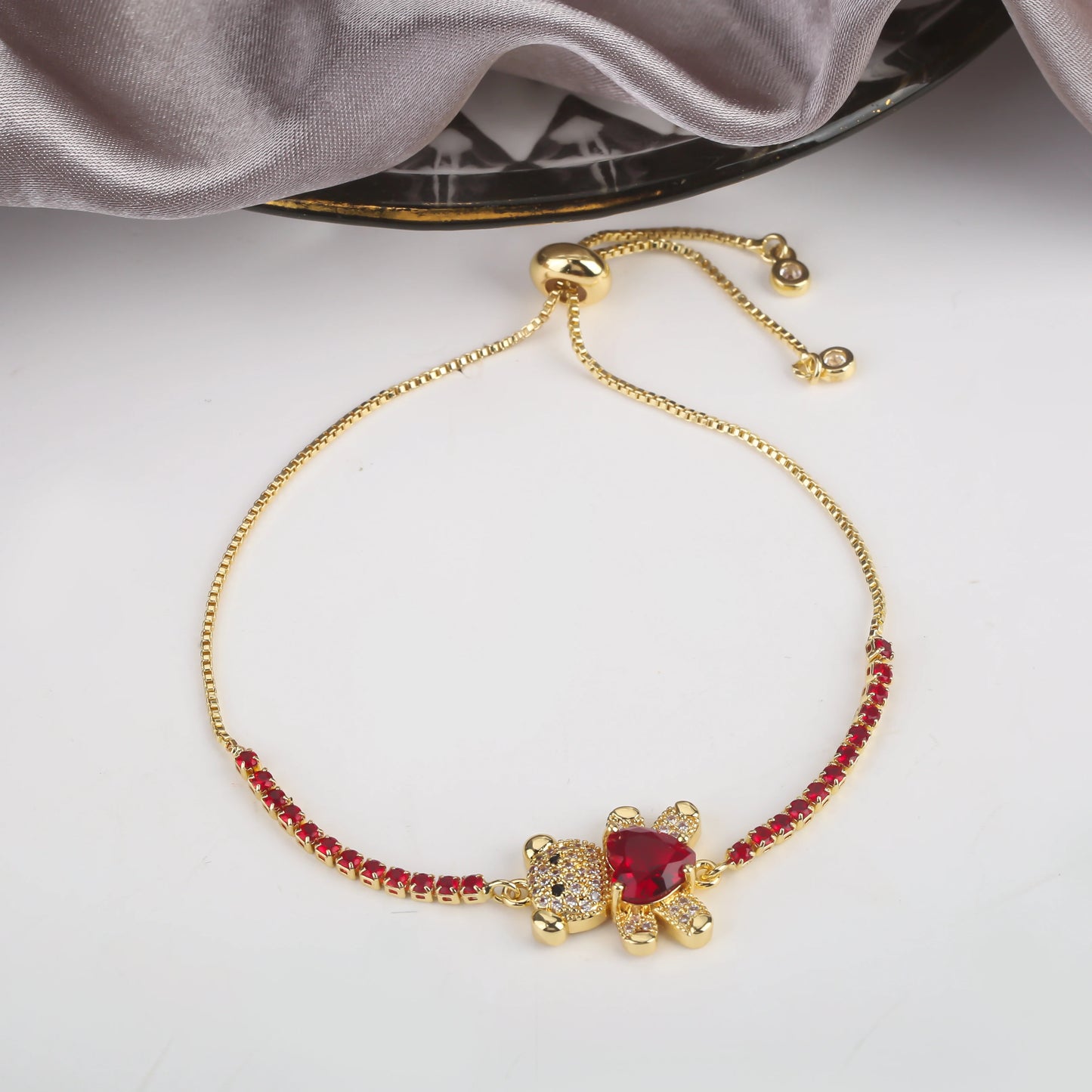 INS Cute Teddy Bear Bracelet for Women Cz Crystal Animal Bracelet High Quality for Engagement Party Gift Wholesale Daily Wear