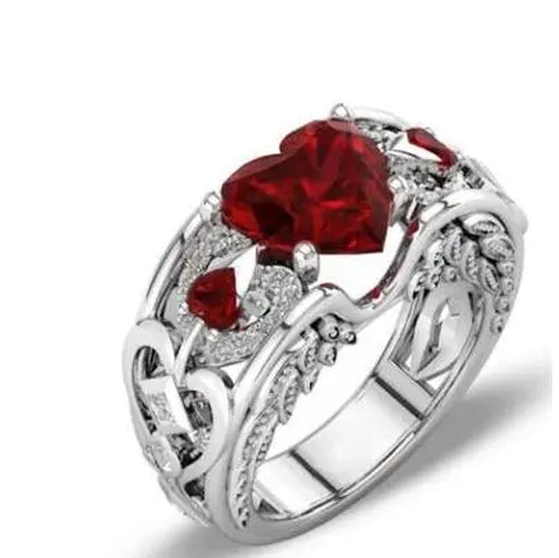 Stunning 5-Color 925 Sterling Silver Love Heart Zircon Ring