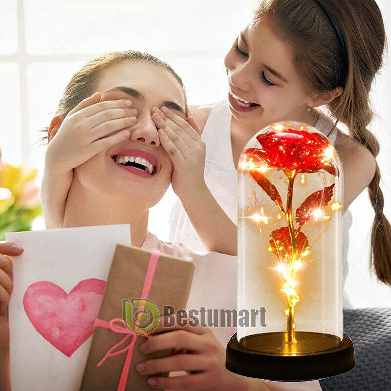 Rose LED Light Glass Gifts for Wife Women Mom Her Christmas Girlfriend Birthday