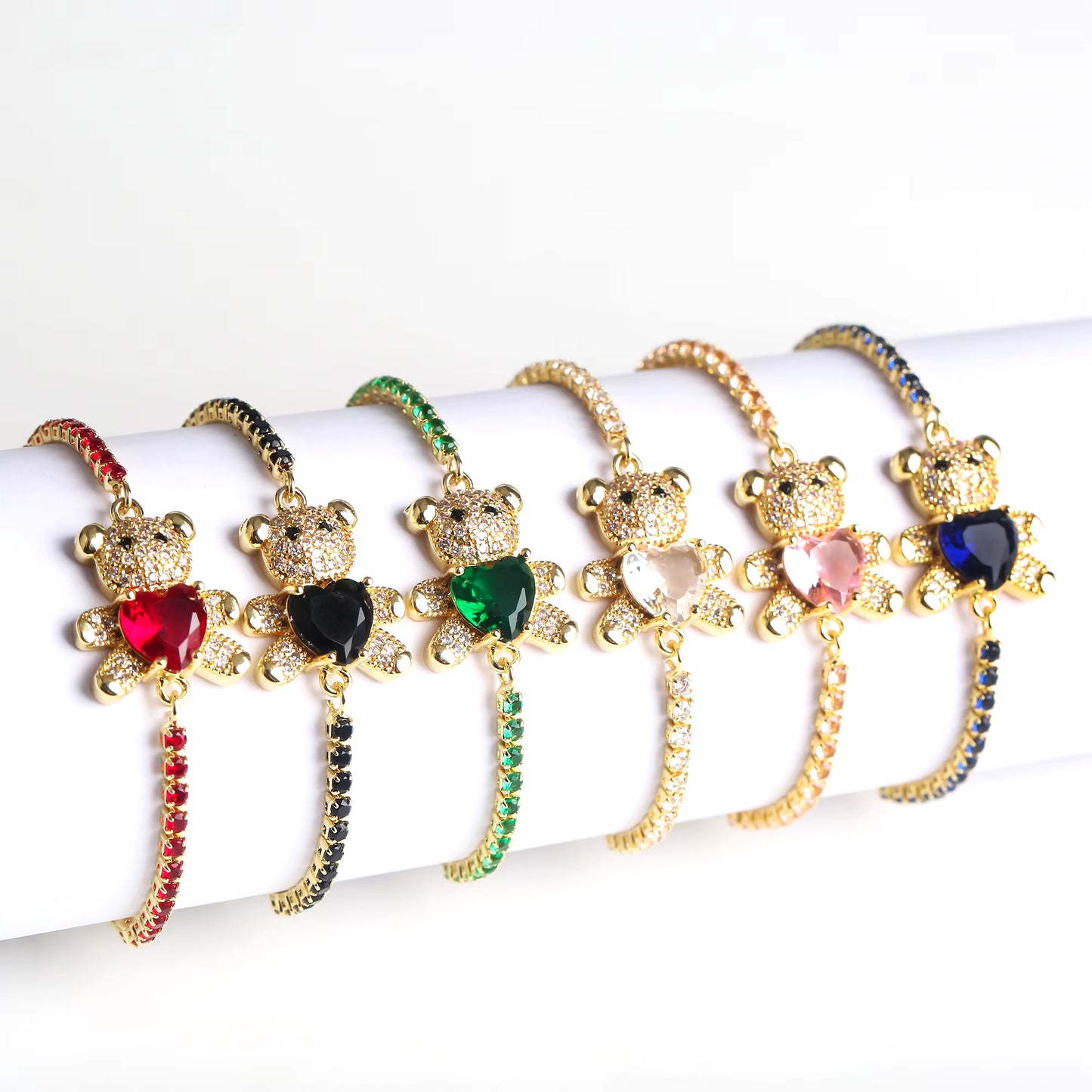 INS Cute Teddy Bear Bracelet for Women Cz Crystal Animal Bracelet High Quality for Engagement Party Gift Wholesale Daily Wear